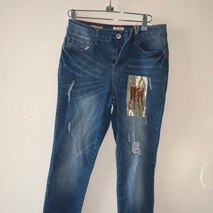 High Rise Ankle length dark wash Skinny Jeans